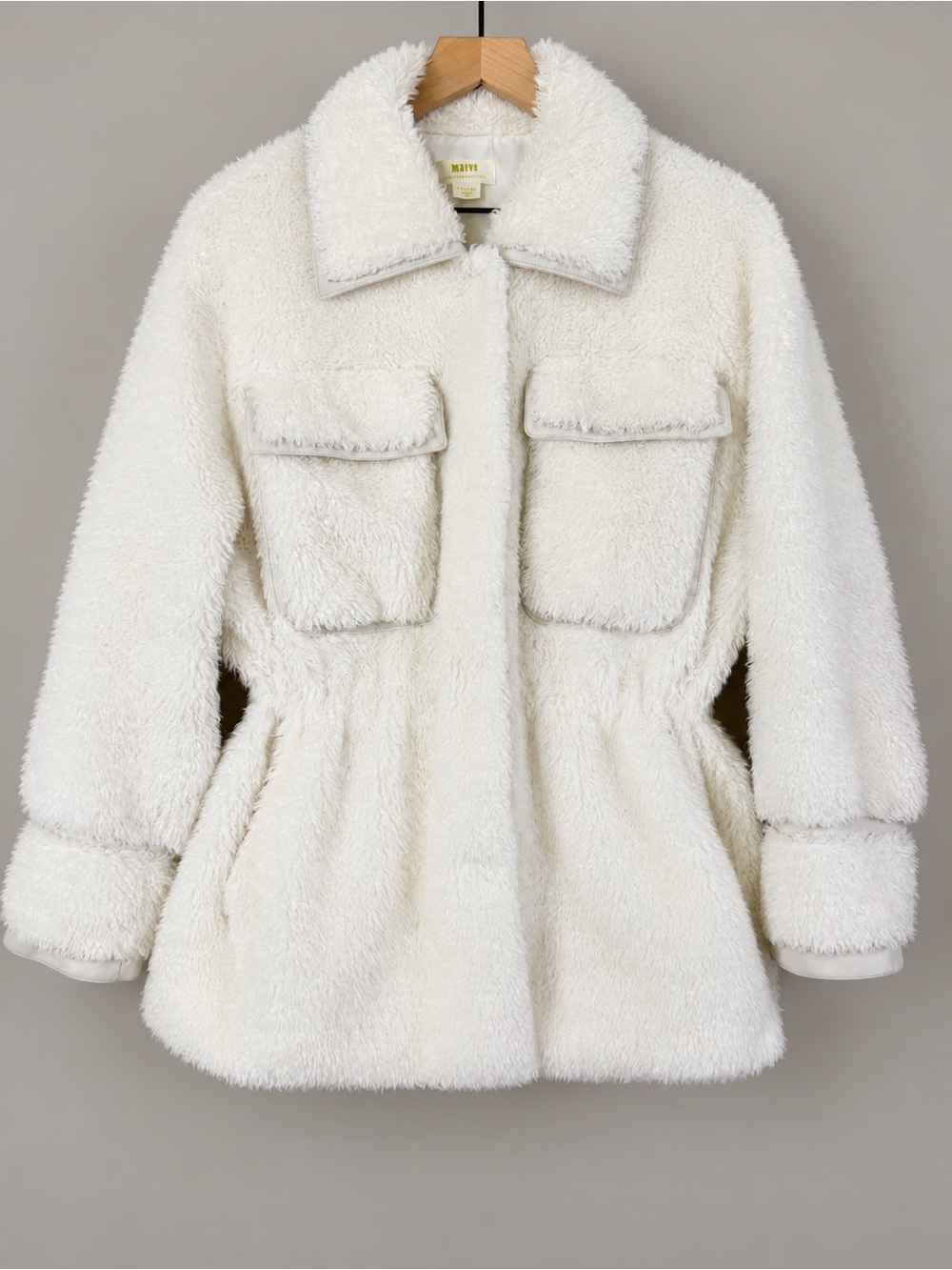 Maeve by Anthropologie White Teddy Sherpa Jacket Coat Size M